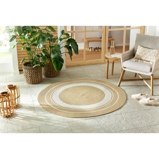 Okrogla zunanja preproga v naravni barvi ø 150 cm - NORTHRUGS