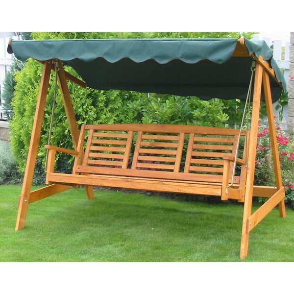 Zelena/rjava vrtna gugalnica iz masivnega lesa Eden – Rojaplast-image-1