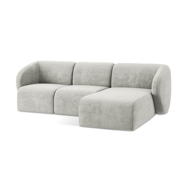 Svetlo siva kotna sedežna garnitura iz šenilje (desni kot/z ležalnikom) Lani – Makamii-image-4