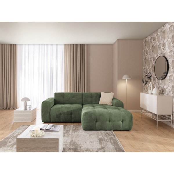Zelena kotna sedežna garnitura (desni kot/z ležalnikom) Melva – Ropez-image-3