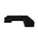 Črna žametna kotna sedežna garnitura v obliki črke "U" (desni kot) Vanda – Mazzini Sofas