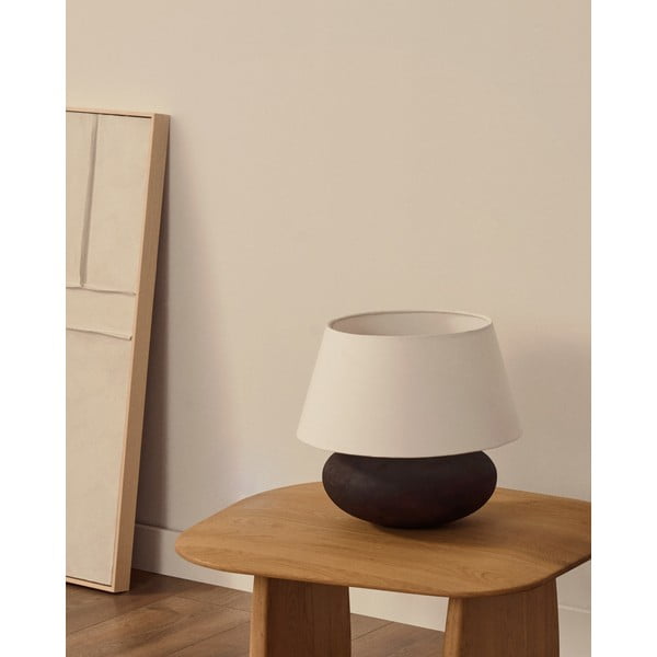 Črno-bela namizna svetilka s tekstilnim senčilom (višina 35 cm) Nessi – Kave Home-image-2