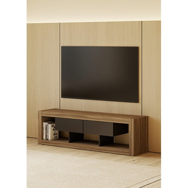 Črna/rjava TV omarica v orehovem dekorju 175x52 cm Nara – TemaHome-image-1