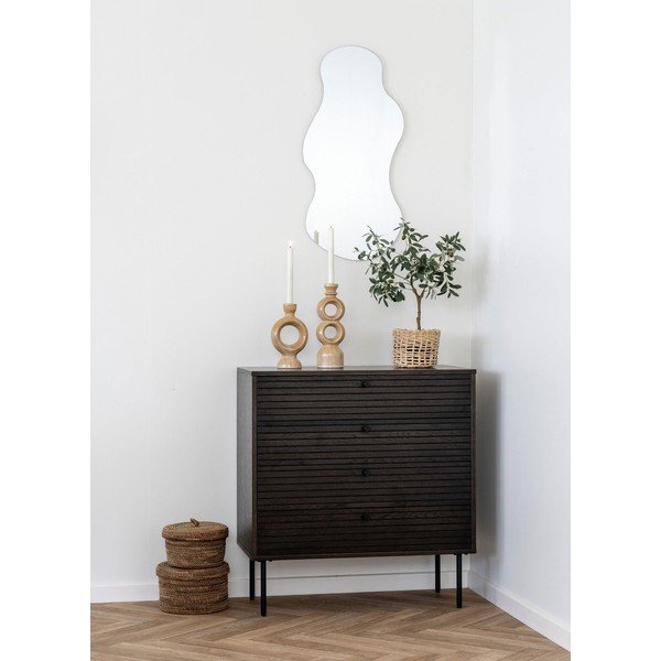 Temno rjava nizka komoda v hrastovem dekorju 80x85 cm Kyoto – House Nordic-image-1