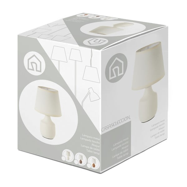 Bela/rjava keramična namizna svetilka s tekstilnim senčnikom (višina 24 cm) – Casa Selección-image-4