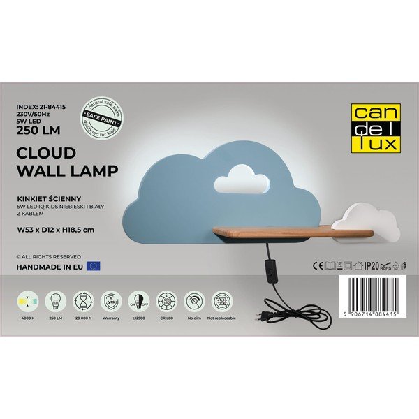 Bela/modra otroška svetilka Cloud – Candellux Lighting-image-3