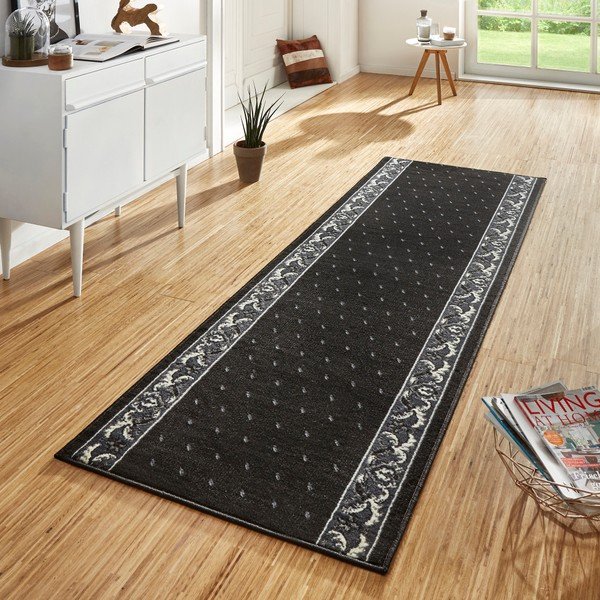 Črni tekač z belimi podrobnostmi Hanse Home Ornament, 80 x 350 cm-image-1