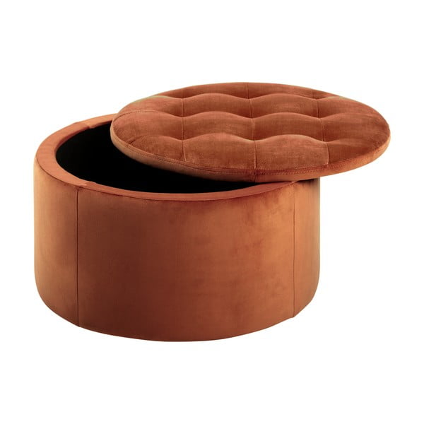 Bakreno oranžen žameten tabure Actona Retina, ⌀ 60 cm-image-4