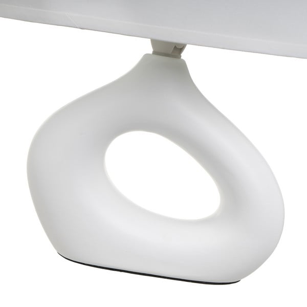 Bela keramična namizna svetilka s tekstilnim senčilom (višina 30 cm) – Casa Selección-image-3