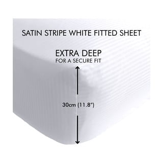 Bela napenjalna rjuha 90x190 cm Satin Stripe - Catherine Lansfield