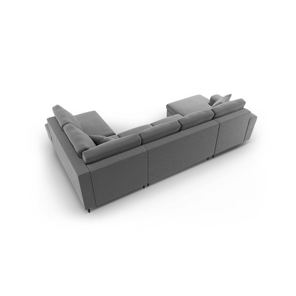 Svetlo siva žametna raztegljiva kotna sedežna garnitura s prostorom za shranjevanje (desni kot/v obliki črke "U") Kyoto – Cosmopolitan Design-image-4