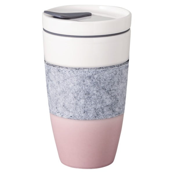 Roza in bela porcelanast lonček to go Villeroy & Boch Like To Go, 350 ml-image-2