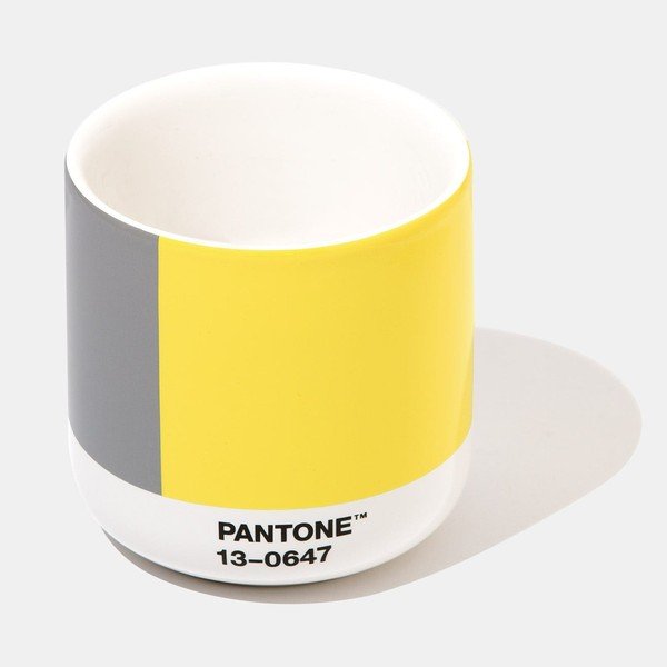 Rumeno-siv keramični termo lonček Pantone Cortado, 175 ml-image-1