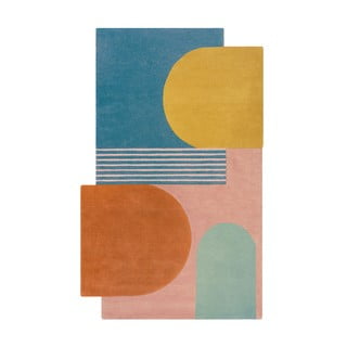 Modra ročno tkana volnena preproga 150x240 cm Lozenge Bright Multi – Flair Rugs
