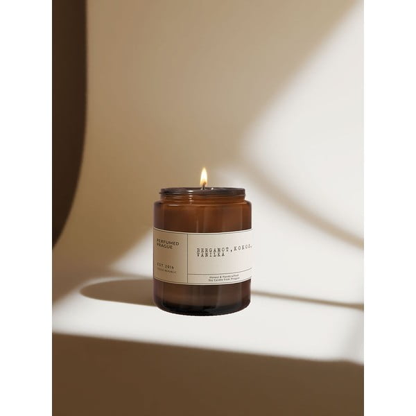 Dišeča sveča iz sojinega voska čas gorenja 40 h #32 Bergamot, Coconut, Vanilla – Perfumed Prague