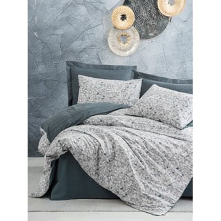 Bela/siva podaljšana posteljnina za zakonsko posteljo iz renforce bombaža 260x220 cm Molly – Mijolnir