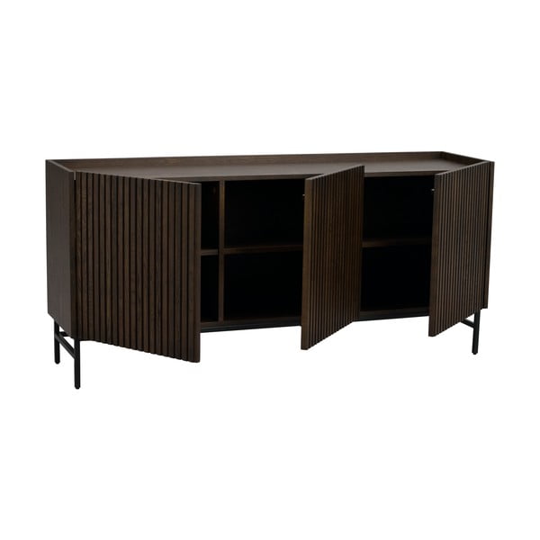 Temno rjava nizka komoda iz hrastovega lesa 160x75 cm Halifax - Rowico-image-3