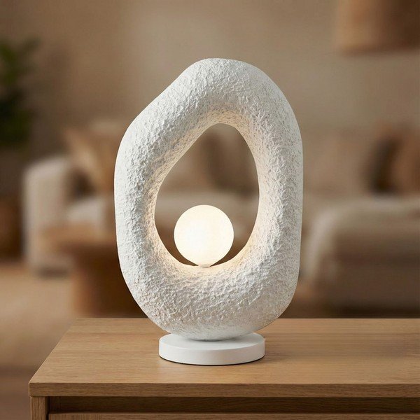 Bela kovinska namizna svetilka (višina 50 cm) Lore – Opviq lights-image-3