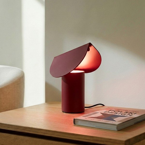 Bordo rdeča aluminijasta LED namizna svetilka (višina 15 cm) BISCUIT – Thoro-image-1