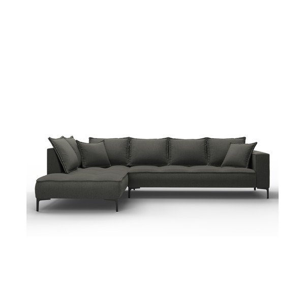 Temno siva kotna sedežna garnitura Micadoni Home Marram, levi kot-image-2
