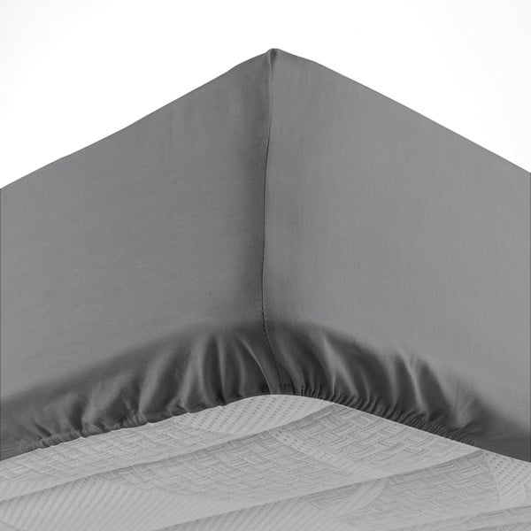 Antracitno siva napenjalna bombažna rjuha 180x200 cm Lina – douceur d'intérieur-image-3