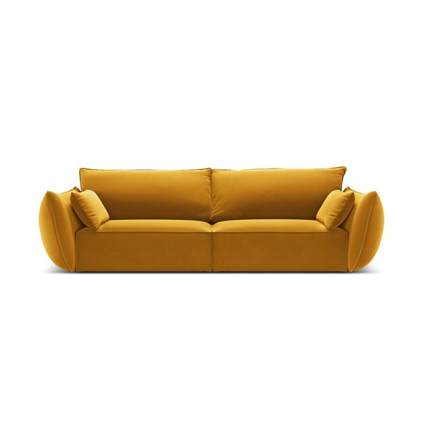 Gorčično rumena žametna sedežna garnitura 208 cm Vanda – Mazzini Sofas