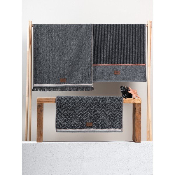 Antracitno sive brisače v kompletu 3 ks 50x90 cm Denim – Foutastic-image-2