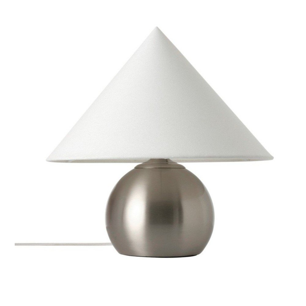 Bela/v sijajno srebrni barvi tekstilna namizna svetilka (višina 38 cm) Connie