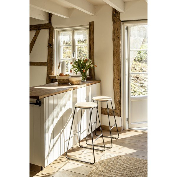 Barski stoli v črni in naravni barvi v kompletu 2 ks (višina sedeža 70 cm) Loft – Wenko-image-1