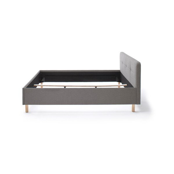 Svetlo siva oblazinjena zakonska postelja brez letvenega dna 180x200 cm Amelie – Meise Möbel-image-4