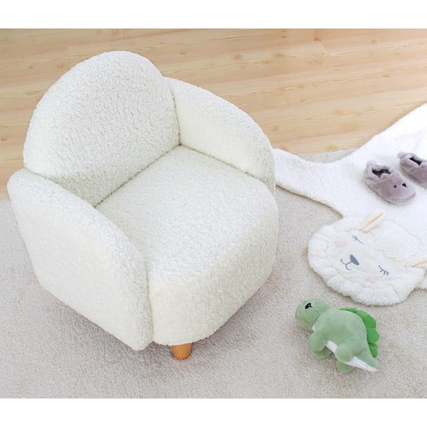 Bel otroški fotelj iz tkanine bouclé Moylo – Artie-image-1