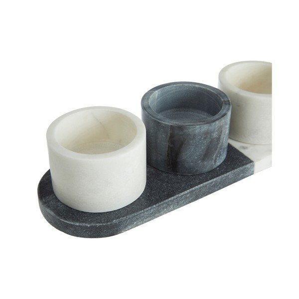Komplet 3 belo-sivih marmornih servirnih skled Premier Housewares Marble-image-3
