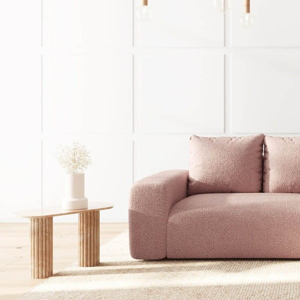 Rožnata kotna sedežna garnitura iz tkanine bouclé (desni kot/z ležalnikom) Monce – Rodier-image-4