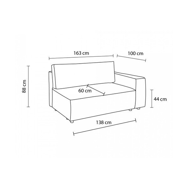 Opečnato oranžen modul za sedežno garnituro iz rebrastega žameta (desni kot) Nihad modular – Bobochic Paris-image-4