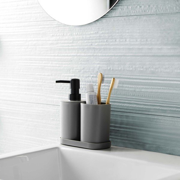 Temno siv plastičen komplet pripomočkov za kopalnico Vita – douceur d'intérieur-image-1
