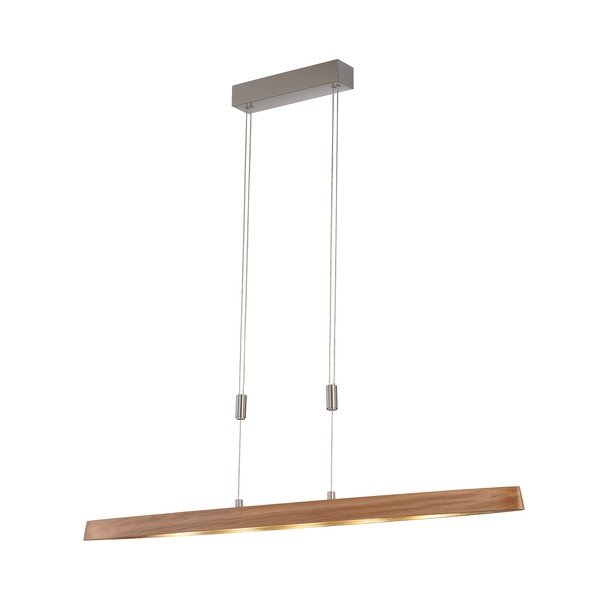 LED zatemnitvena viseča svetilka v srebrni in naravni barvi z lesenim senčilom Shine-wood – Fischer & Honsel