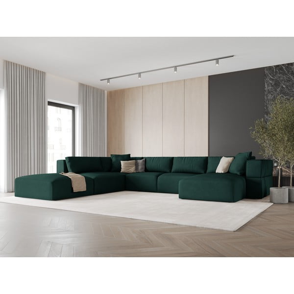 Zelena kotna sedežna garnitura (levi kot/v obliki črke "U") Esther – Milo Casa-image-1