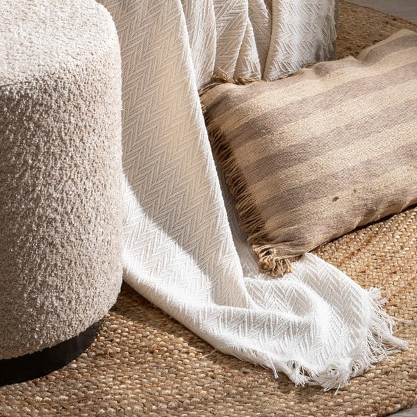 Kremno belo pregrinjalo iz recikliranega bombaža 180x260 cm Spike – Ixia-image-1