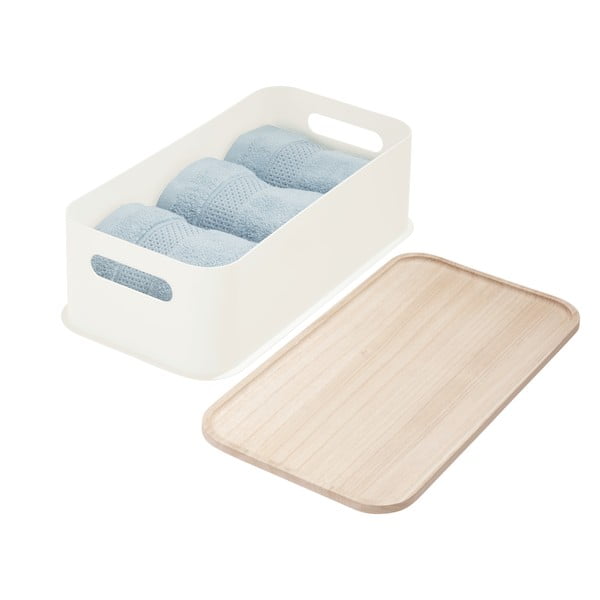 Bela škatla za shranjevanje s pokrovom iz pavlovnije iDesign Eco Handled, 21,3 x 43 cm-image-4