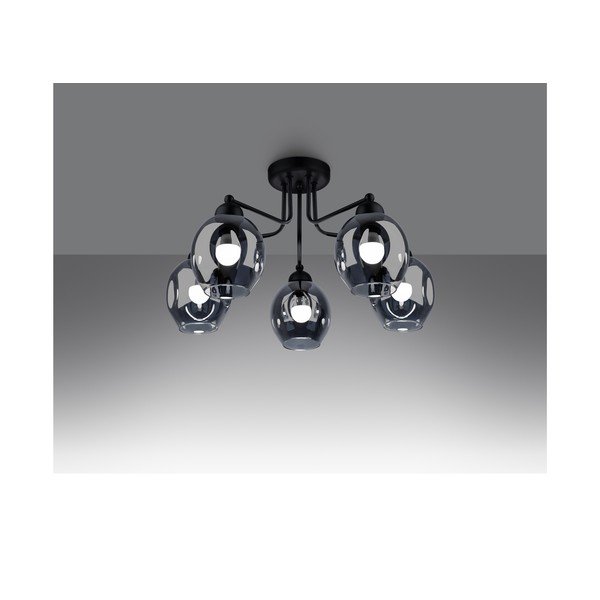 Črna stropna svetilka s steklenim senčilom 59x59 cm Garten – Sollux-image-1