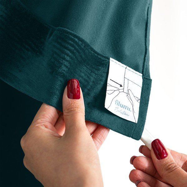 Modrozelena žametna zavesa za delno zatemnitev 530x175 cm Velto – Filumi-image-4