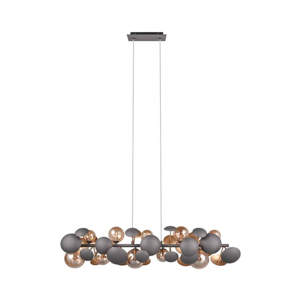 Siva/zlata viseča svetilka s steklenim senčnikom Bubble – Trio Select