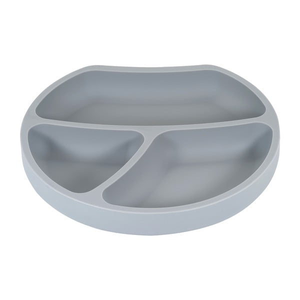 Siv silikonski otroški krožnik 19x20,5 cm – Kindsgut-image-2
