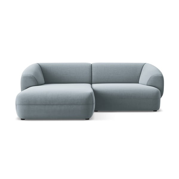 Svetlo modra žametna kotna sedežna garnitura (levi kot) Moana – Makamii