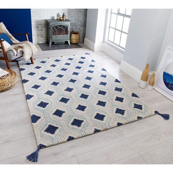 Bež-modra volnena preproga Flair Rugs Marco, 120 x 170 cm-image-4