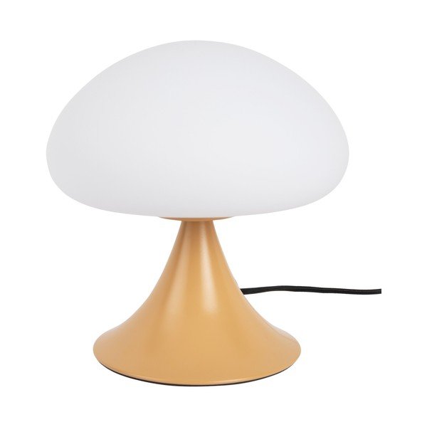 Oker rumena kovinska namizna svetilka s steklenim senčilom (višina 21 cm) Hongo – Leitmotiv