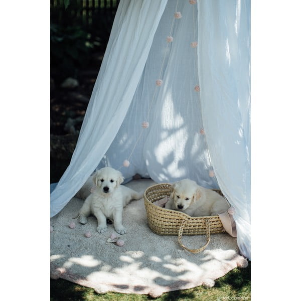 Kremno bela pralna ročno tkana bombažna otroška preproga ø120 cm Bubbly Vintage Nude – Lorena Canals-image-1