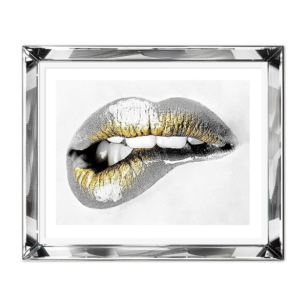 Stenska slika JohnsonStyle Zlate ustnice, 51 x 61 cm