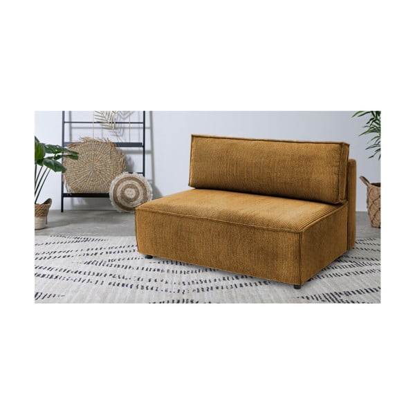 Gorčično rumen modul za sedežno garnituro iz rebrastega žameta (sredinski modul) Nihad modular – Bobochic Paris-image-1