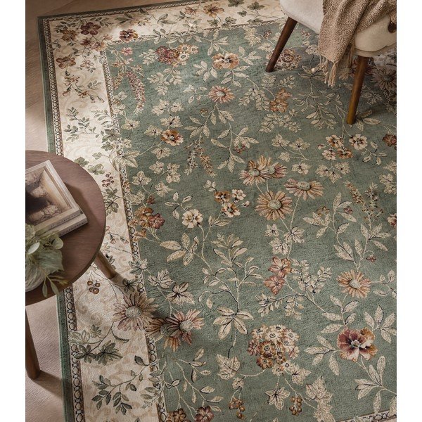 Zeleno-kremno bela viskozna preproga 160x230 cm Oriental – Nouristan-image-1